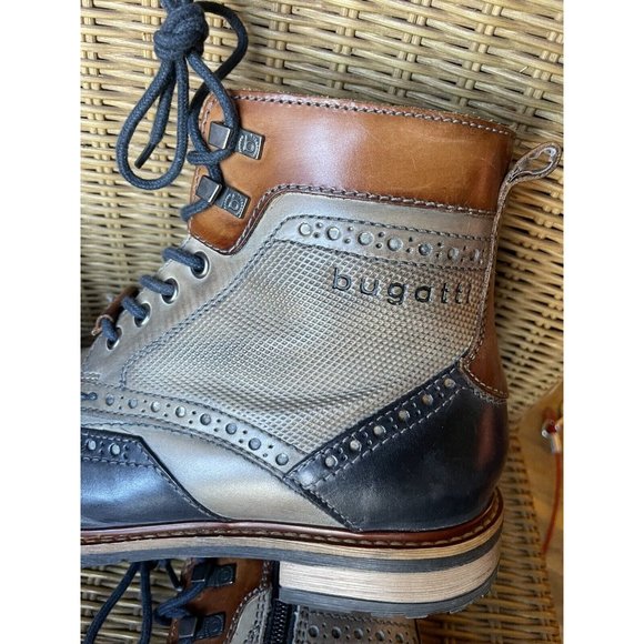 Bugatti Boots Marcello Brogue Mens Shoes Boots 42 NWOT Bew Gray Black Leather - Picture 10 of 10